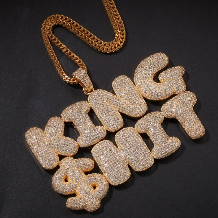 Custom Buss Down Hip Hop Cuban Chains Moissanite Iced out Name Letters Pendants