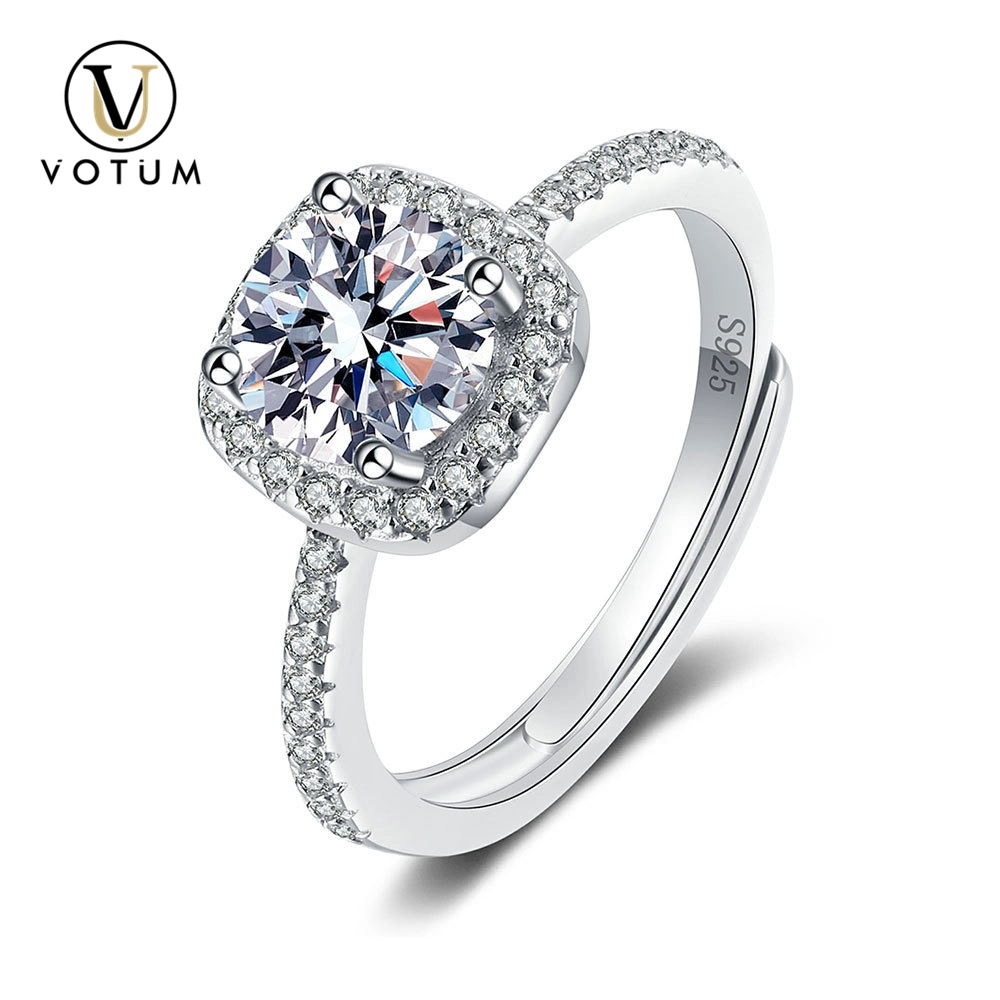 Votum Fashion Wholesale 18K Gold Plated 925 Sterling Silver D Color Moissanite Diamond Ring Women Accessories Custom Handmade Jewelry with Gra Certificate