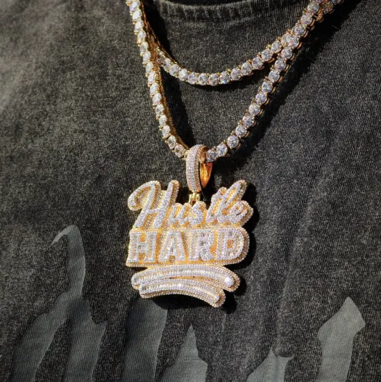 Correntes cubanas Buss Down Hip Hop personalizadas Moissanite Iced out Letras Pingentes