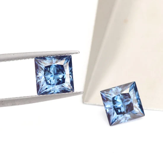 Provence Moissanite Stone Azul de Alta Qualidade Corte Princesa Moissanite Vvs Clareza para Fazer Jóias Moissanite