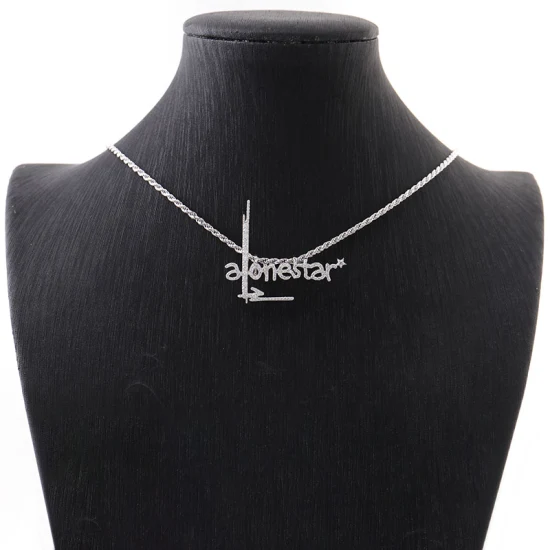 Colar com pingente de pingente de hip hop Vvs Moissanite, testador de diamantes de passe personalizado, pingente de prata 925 com nome de letra, joias masculinas