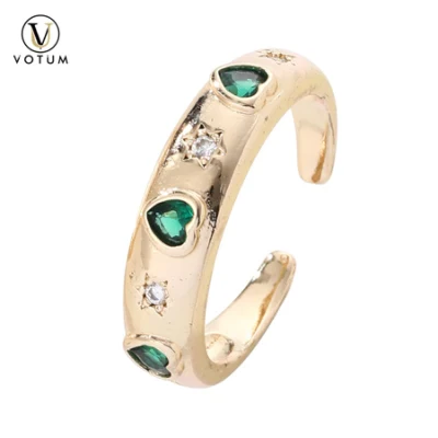 Votum Fashion Joias de Prata Esterlina 925 Personalizadas Banhadas a Ouro 18K Anel de Cristal com Coração de Diamante Atacado Joias Moissanita Femininas