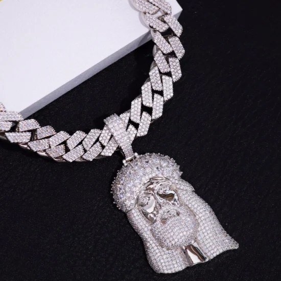 Pingente de gelo de prata esterlina 925 personalizado Hip Hop grande Jesus com diamante moissanita