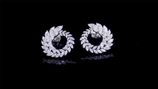 Brincos grandes de design único Marquise Moissanite diamante ouro branco maciço 14K 2021 para casamento